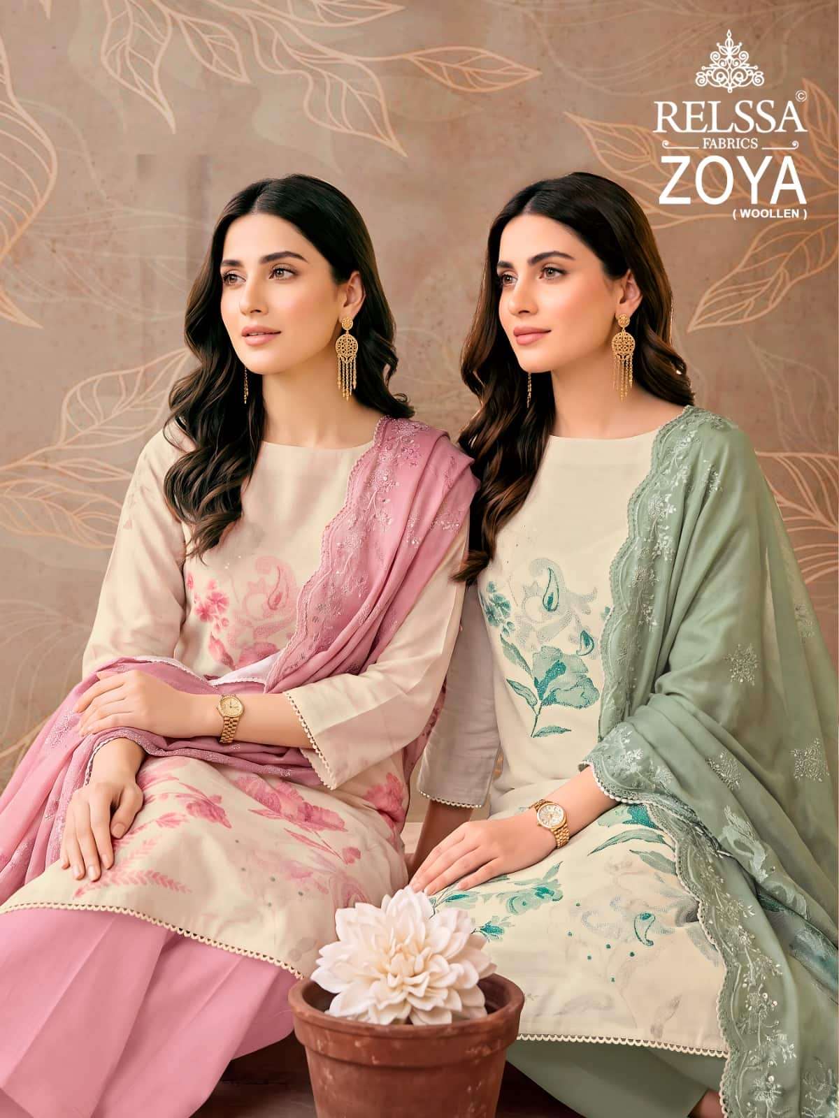 Relssa Fabrics Zoya Pashmina Woolen Dress Material
