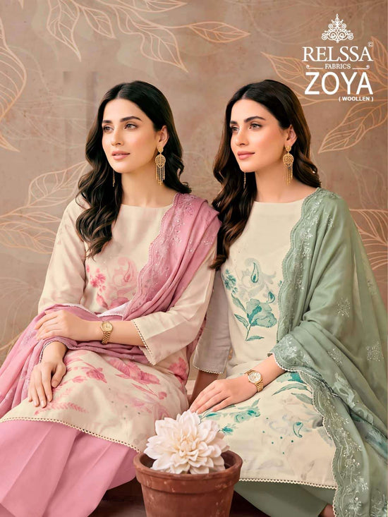 Relssa Fabrics Zoya Pashmina Woolen Dress Material