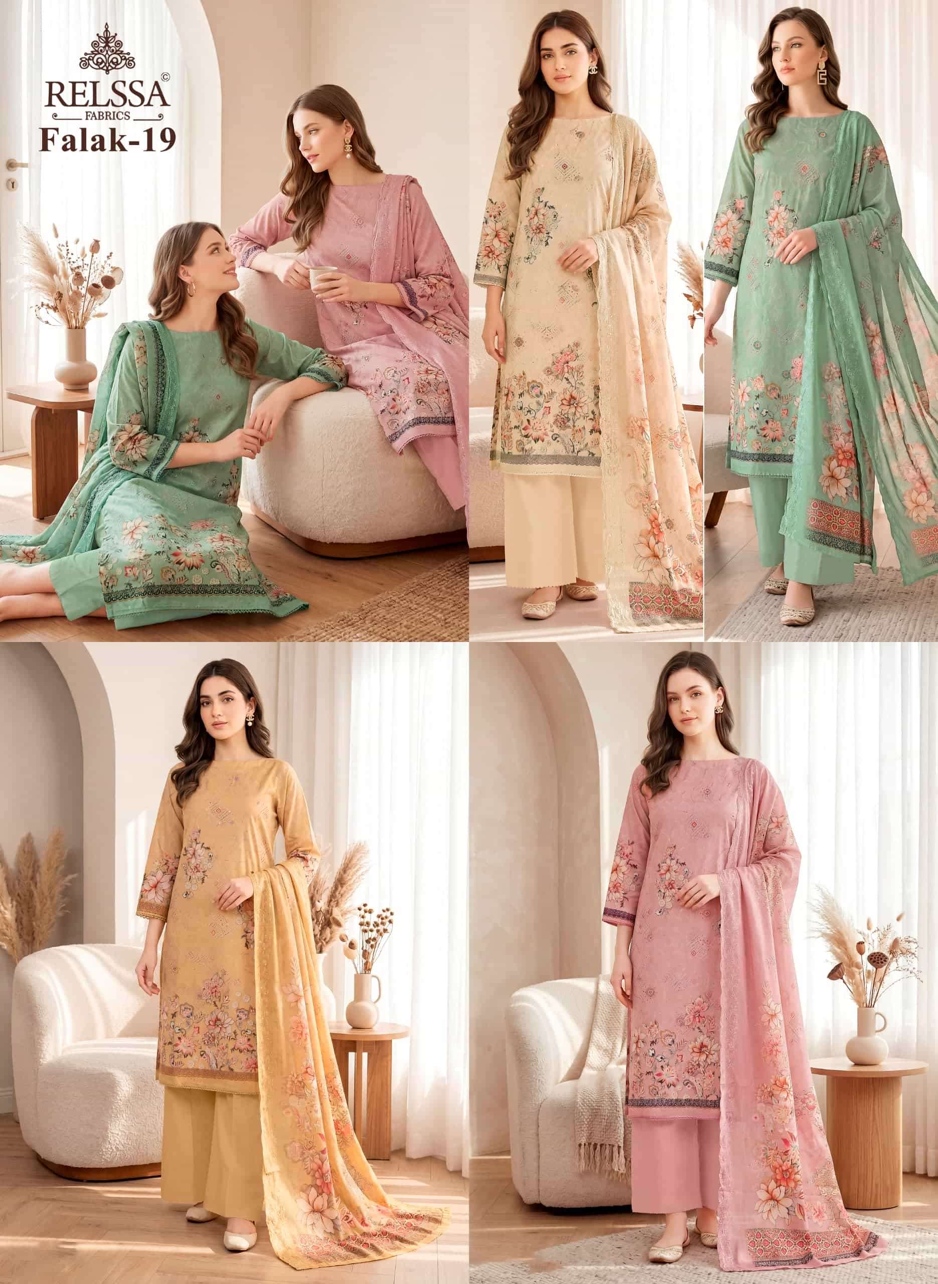 Relssa Fabrics Falak Vol 19 Superior Cotton Embroidered Salwar Suit Set