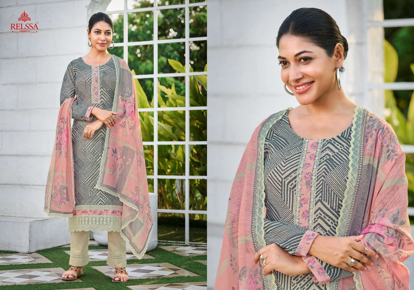 Relssa Fabrics Iskra Linen Embroidered Designer Salwar Suit Set
