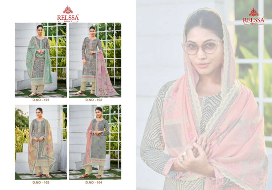 Relssa Fabrics Iskra Linen Embroidered Designer Salwar Suit Set