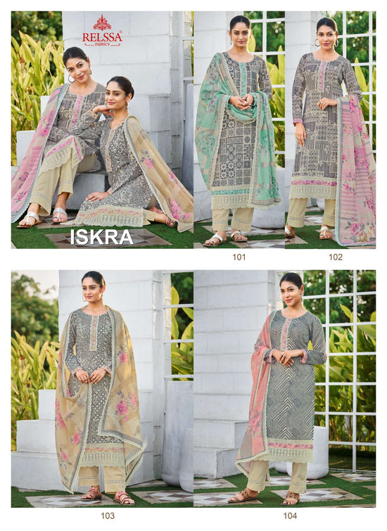 Relssa Fabrics Iskra Linen Embroidered Designer Salwar Suit Set