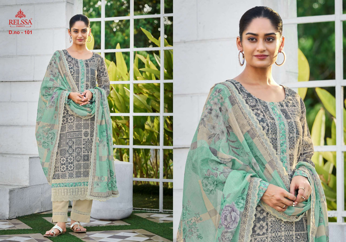 Relssa Fabrics Iskra Linen Embroidered Designer Salwar Suit Set