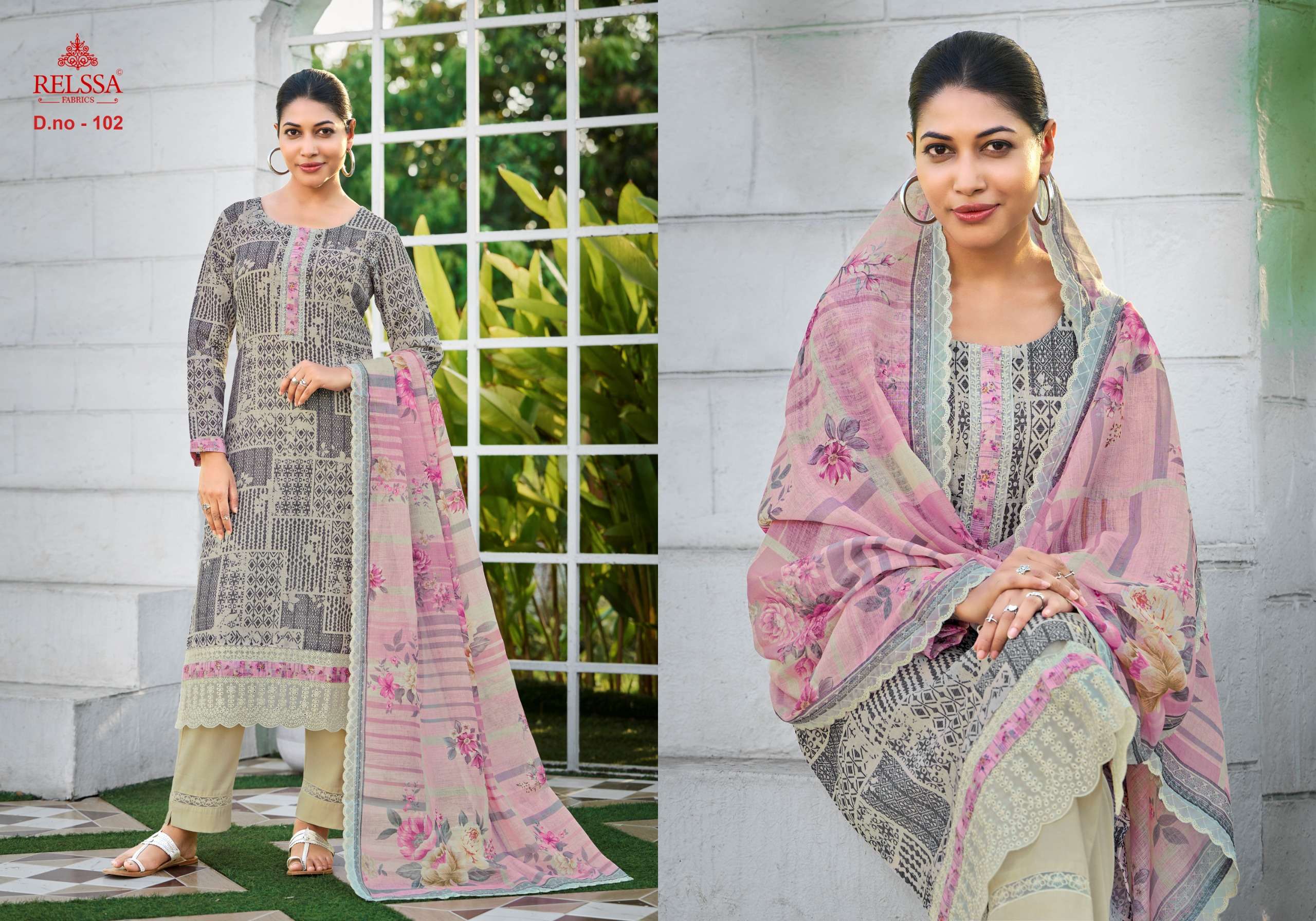 Relssa Fabrics Iskra Linen Embroidered Designer Salwar Suit Set