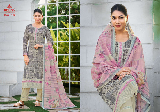 Relssa Fabrics Iskra Linen Embroidered Designer Salwar Suit Set