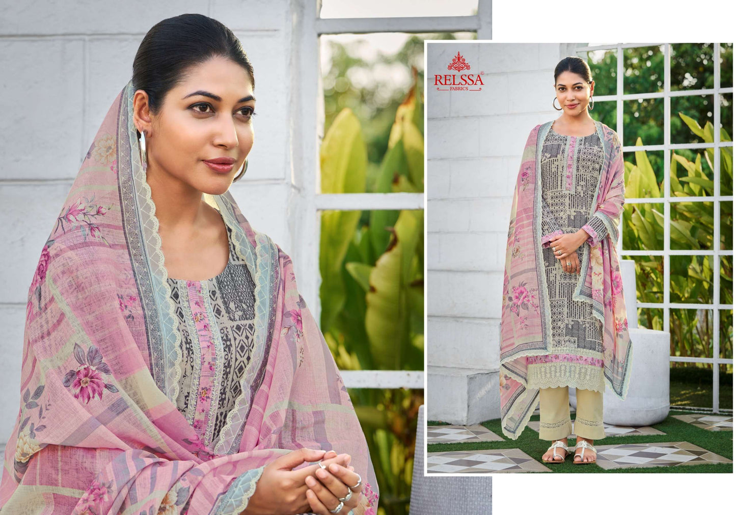 Relssa Fabrics Iskra Linen Embroidered Designer Salwar Suit Set