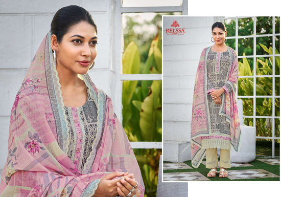 Relssa Fabrics Iskra Linen Embroidered Designer Salwar Suit Set