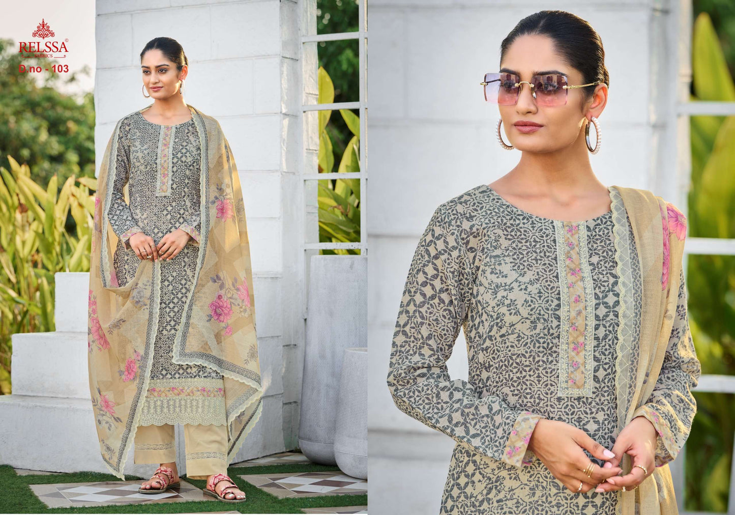 Relssa Fabrics Iskra Linen Embroidered Designer Salwar Suit Set