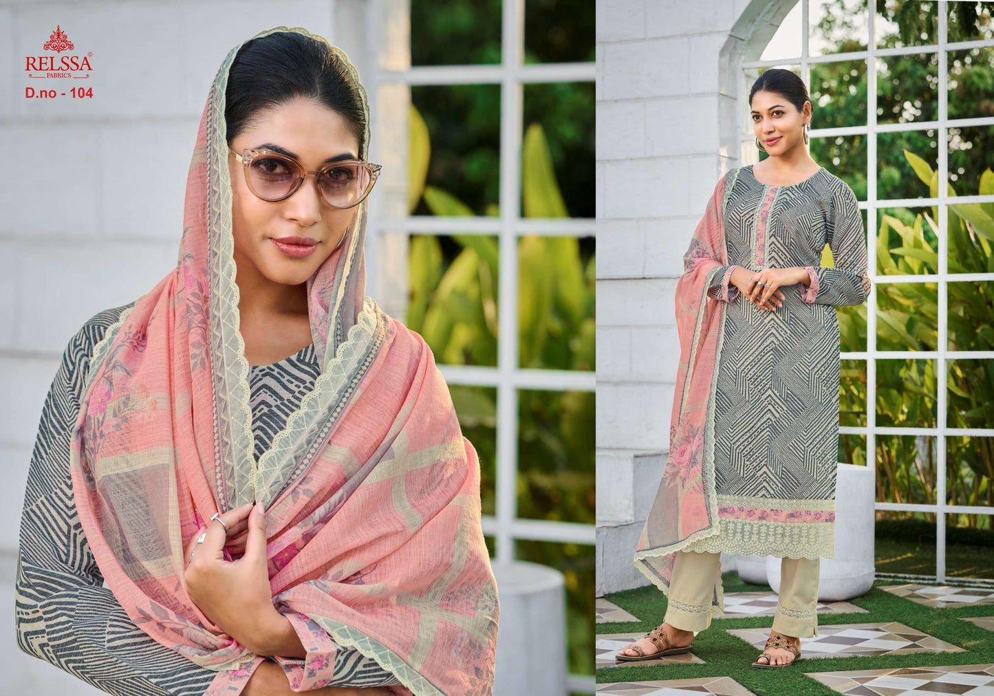 Relssa Fabrics Iskra Linen Embroidered Designer Salwar Suit Set