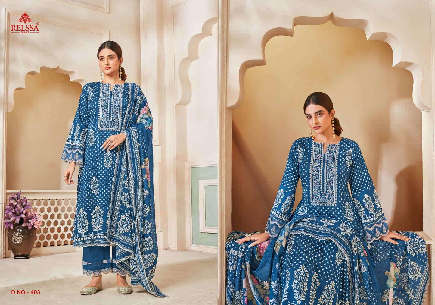 Relssa Kenny Vol 4 Pure Giza Satin Embroidered Dress Material