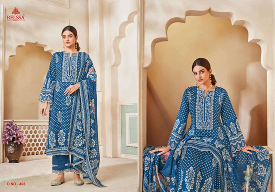 Relssa Kenny Vol 4 Pure Giza Satin Embroidered Dress Material
