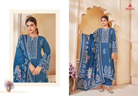 Relssa Kenny Vol 4 Pure Giza Satin Embroidered Dress Material