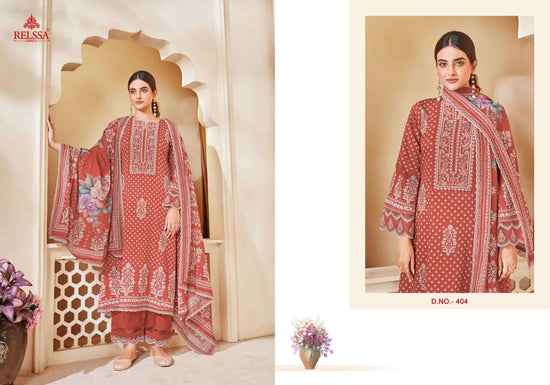 Relssa Kenny Vol 4 Pure Giza Satin Embroidered Dress Material