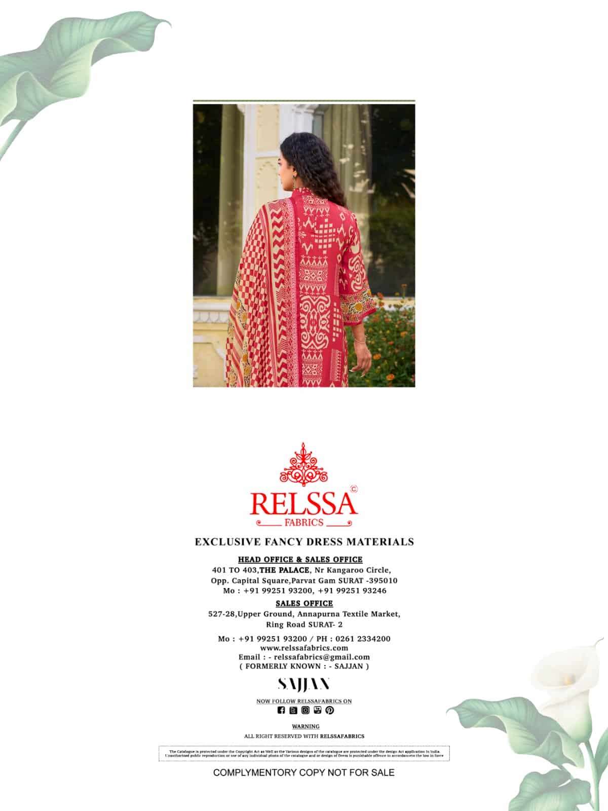 Relssa Fabrics Lumina Pure Muslin Digital Printed Dress Material