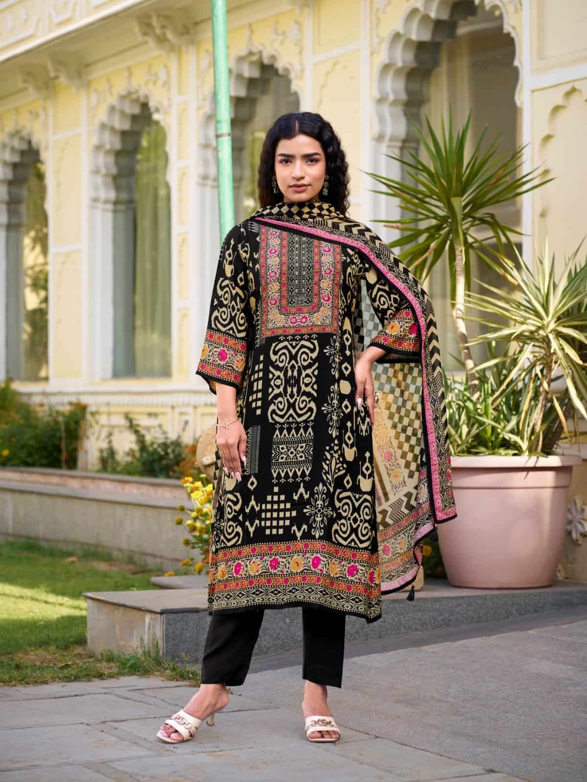 Relssa Fabrics Lumina Pure Muslin Digital Printed Dress Material