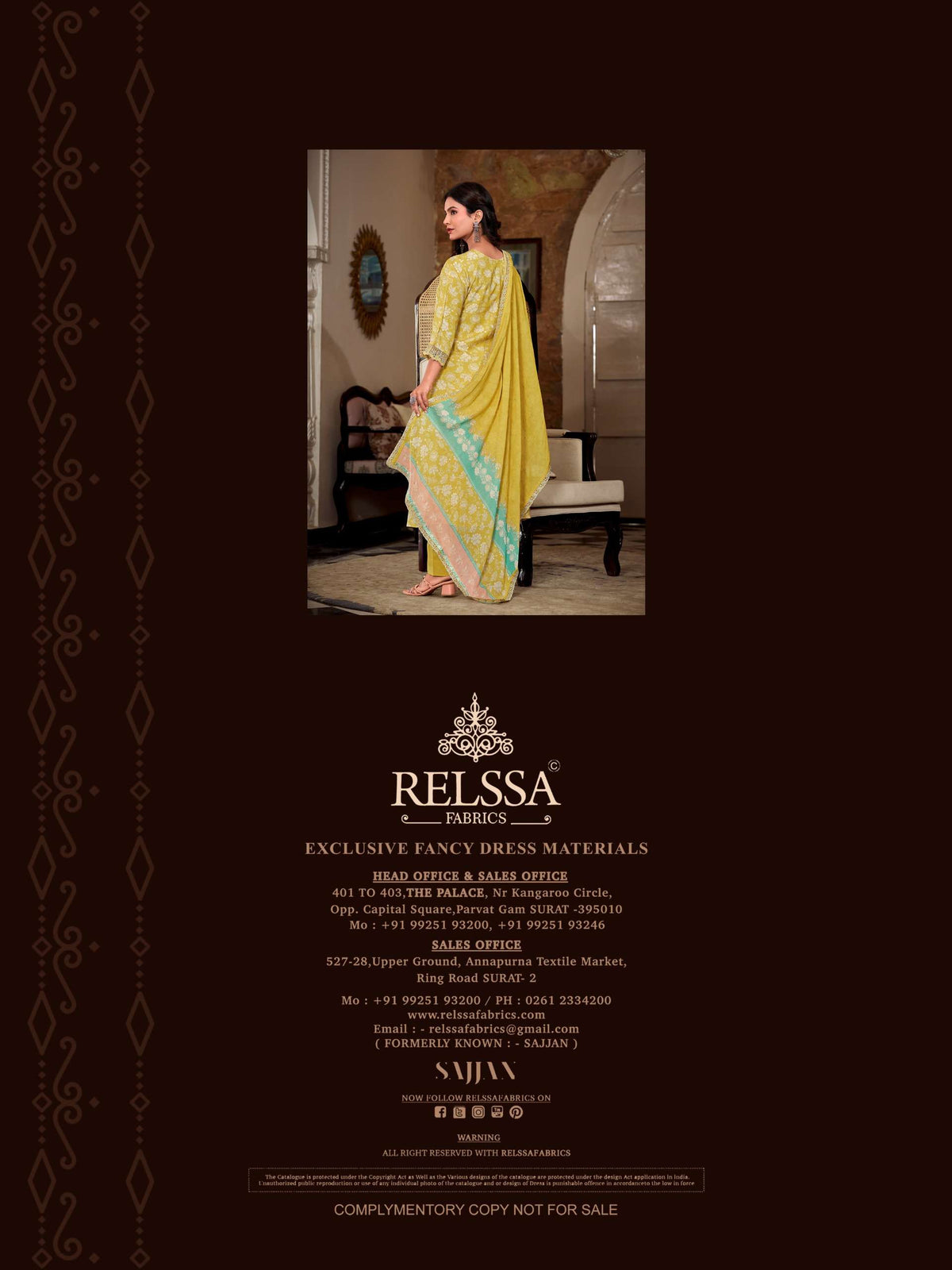 Relssa Fabrics Odhani Vol 3 Masakali Embroidered Dress Material