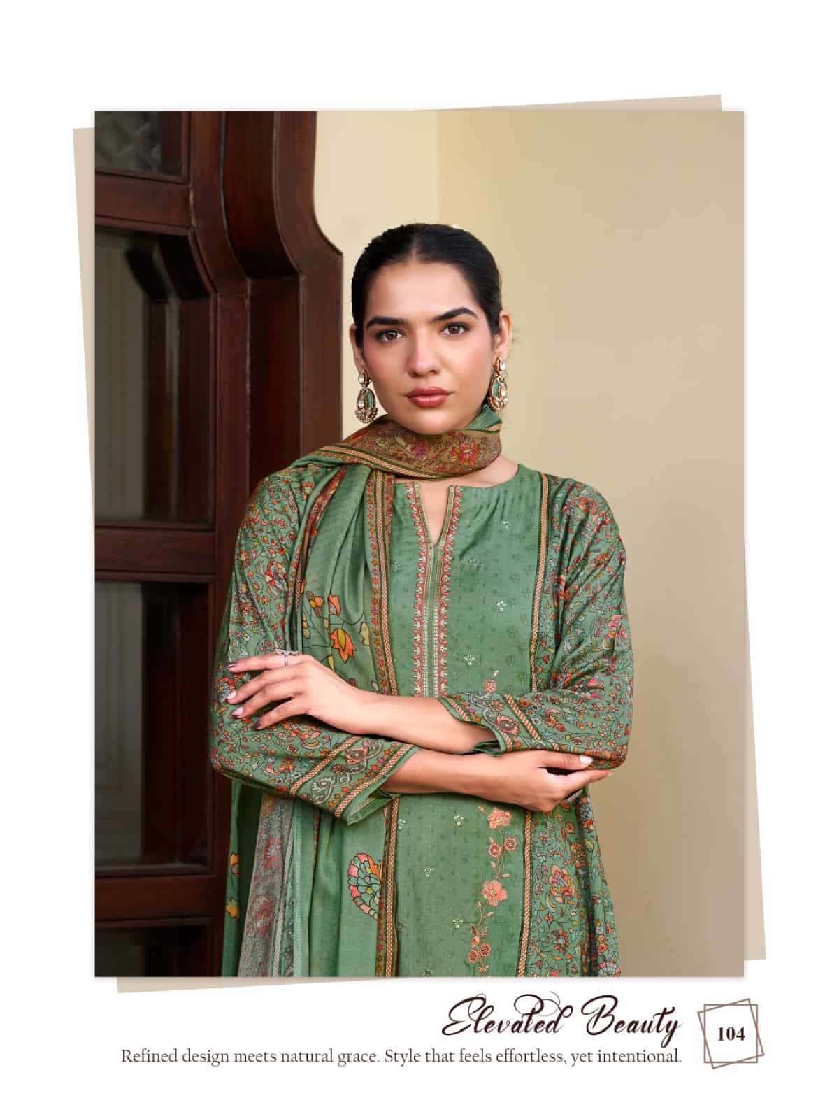 Relssa Fabrics Rooz Muslin Embroidered Digital Printed Dress Material