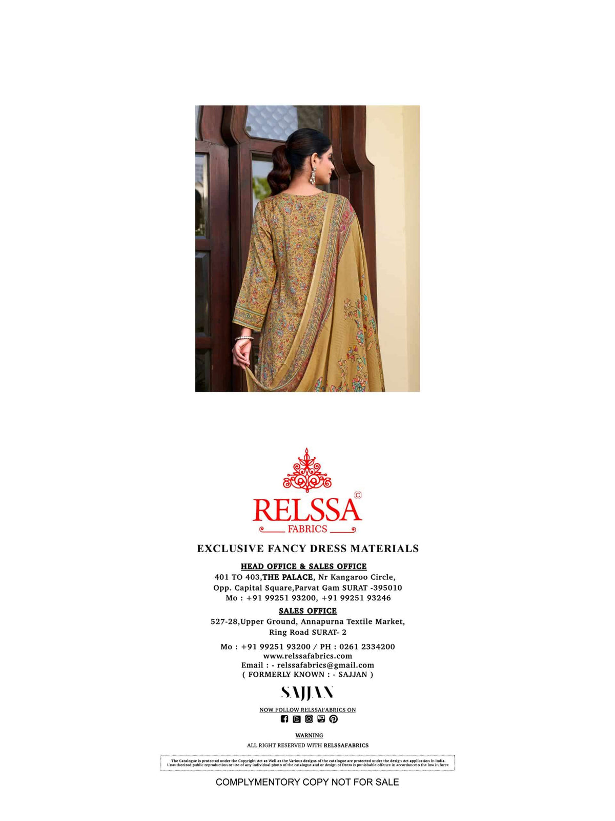 Relssa Fabrics Rooz Muslin Embroidered Digital Printed Dress Material