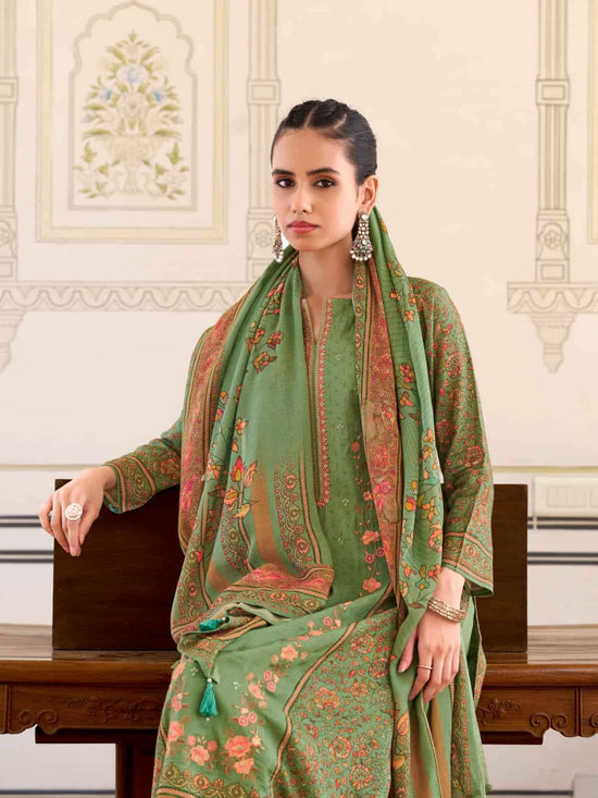 Relssa Fabrics Rooz Muslin Embroidered Digital Printed Dress Material