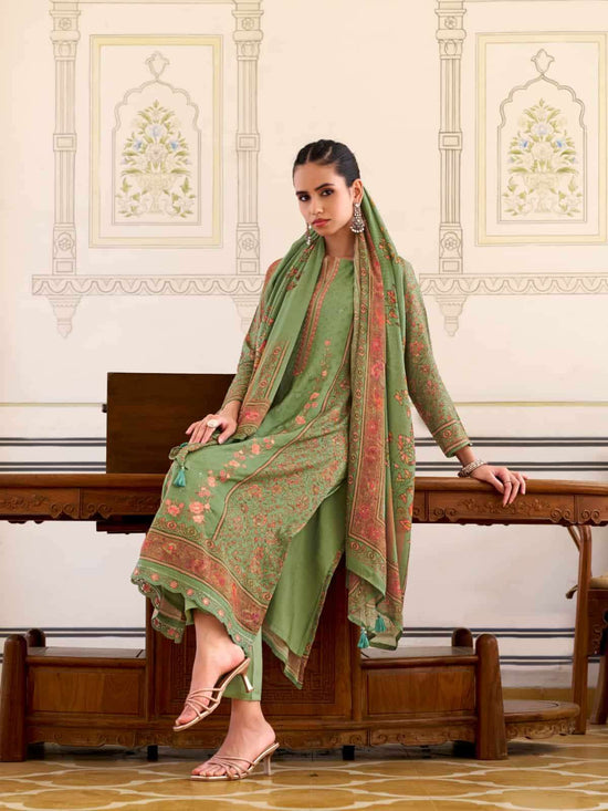 Relssa Fabrics Rooz Muslin Embroidered Digital Printed Dress Material