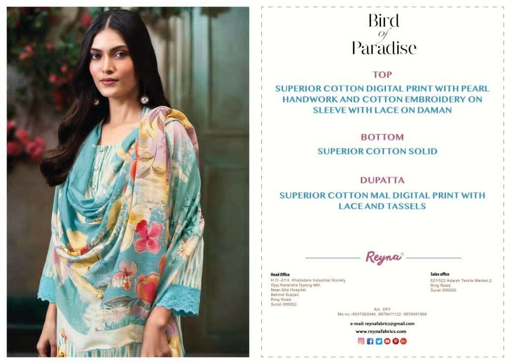 Reyna Brid Of Paradise Cotton Dress Material