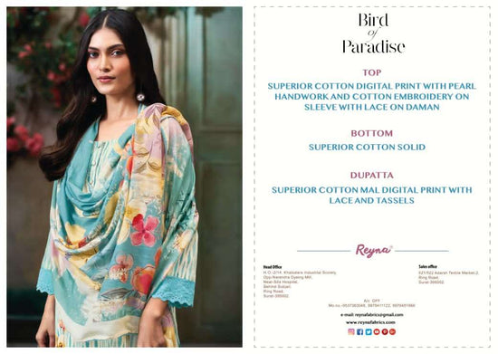 Reyna Brid Of Paradise Cotton Dress Material