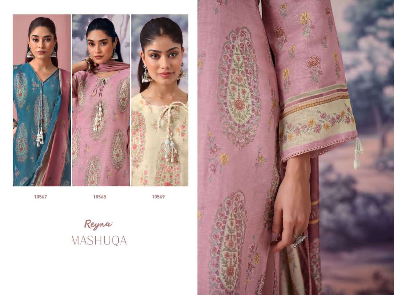 Reyna Fabrics Mashuqa Pure Linen Pakistani Suit - Amrah Wholesale