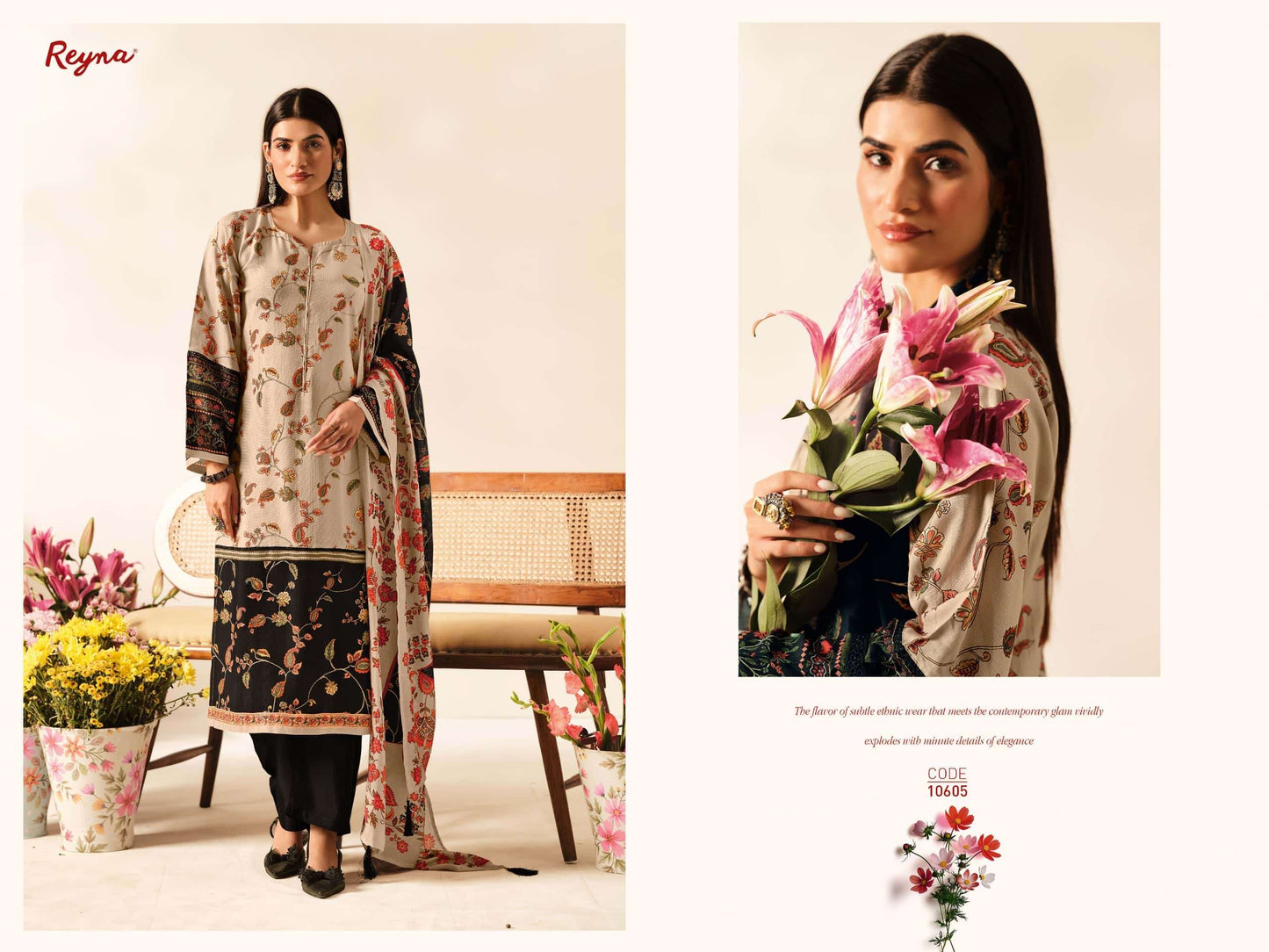 Reyna Fabrics Samah Pure Muslin Dress Material