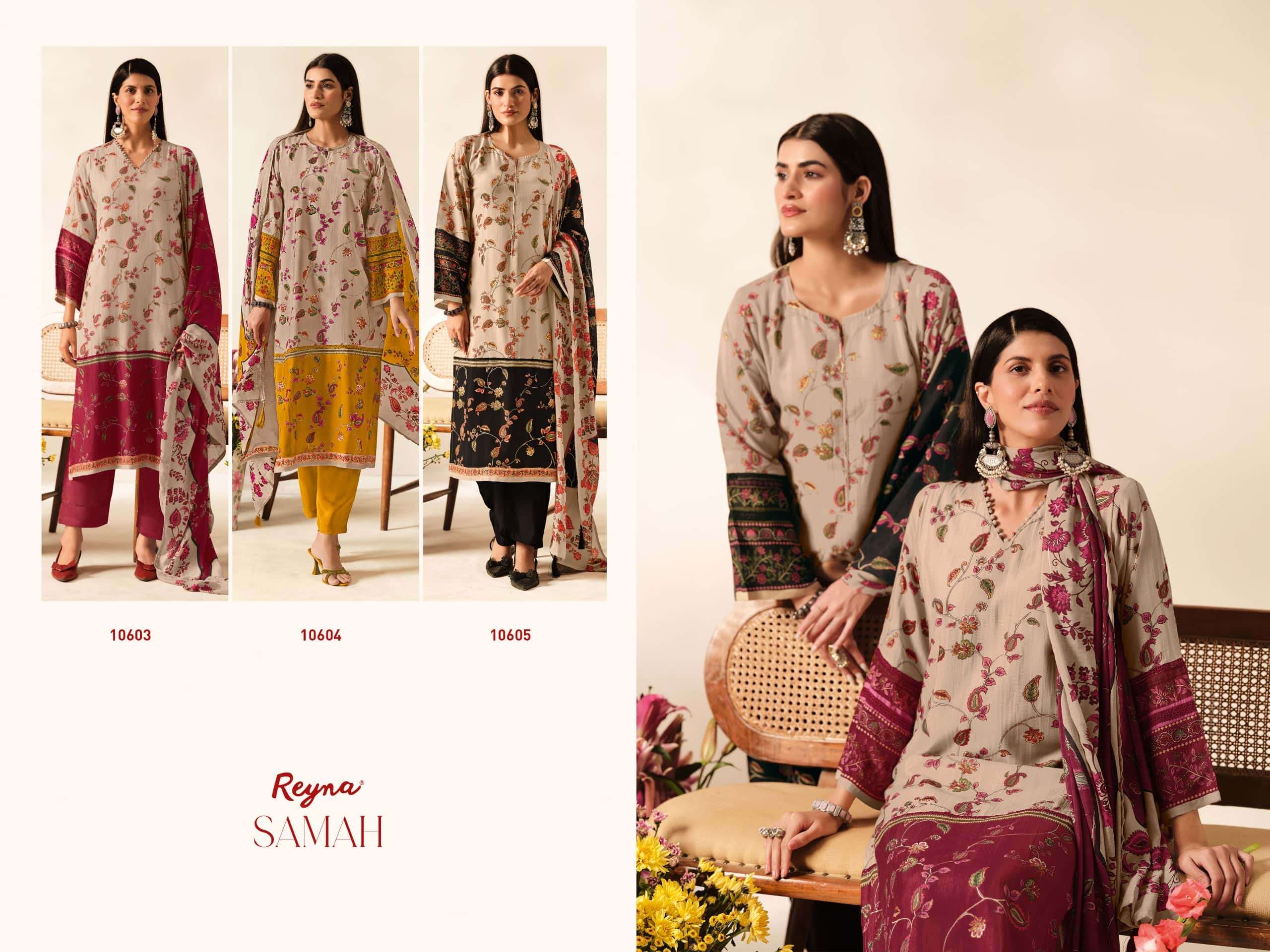 Reyna Fabrics Samah Pure Muslin Dress Material