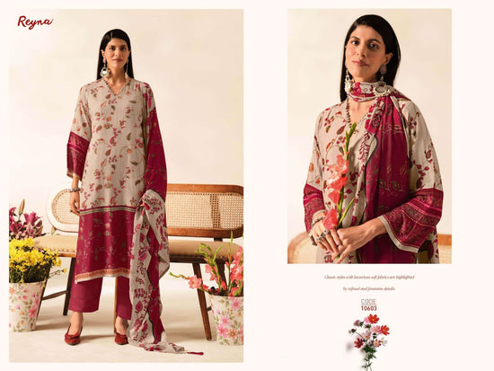 Reyna Fabrics Samah Pure Muslin Dress Material - Amrah Wholesale