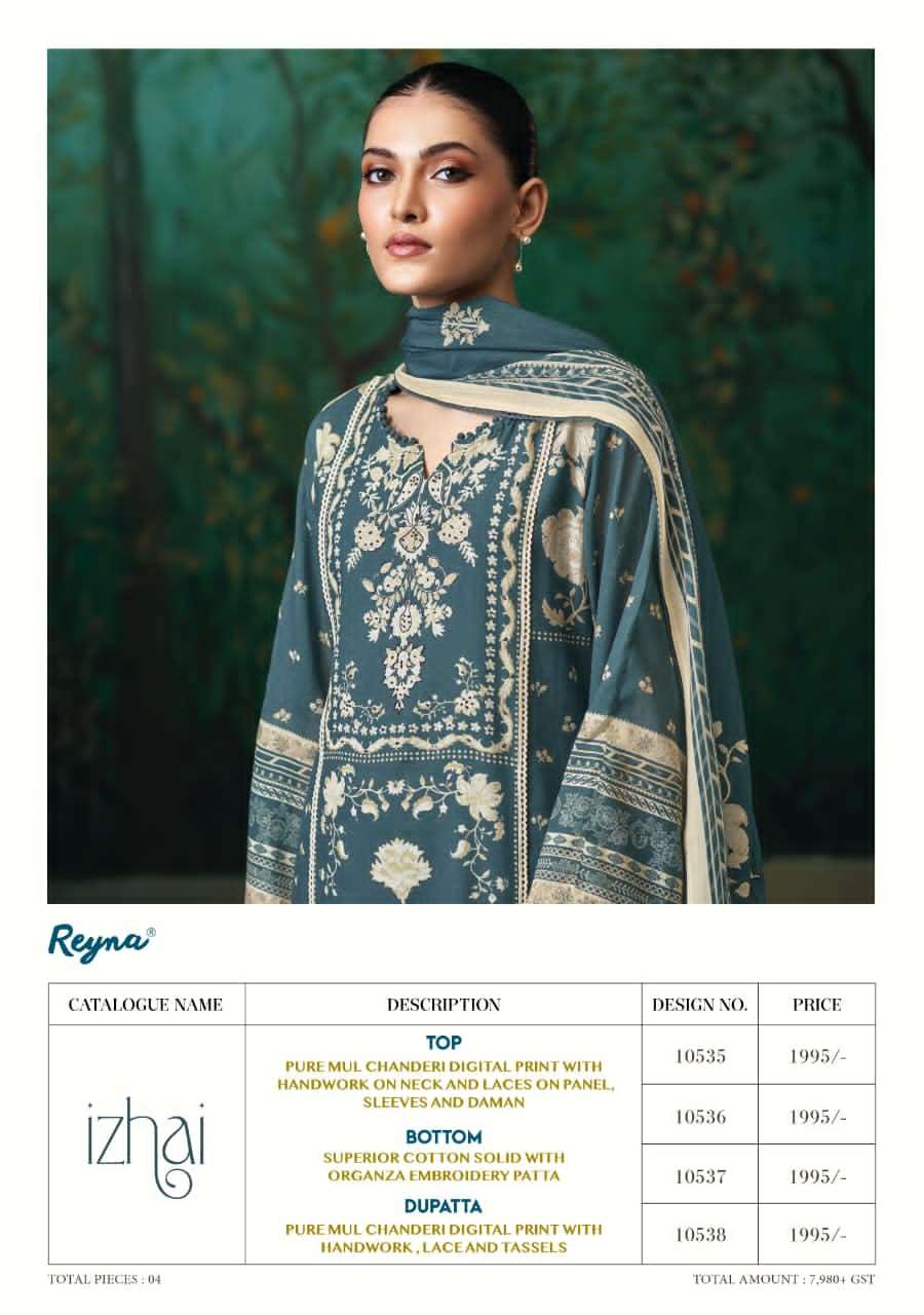 Reyna Fabrics Izhai Pure Mal Chanderi Dress Material