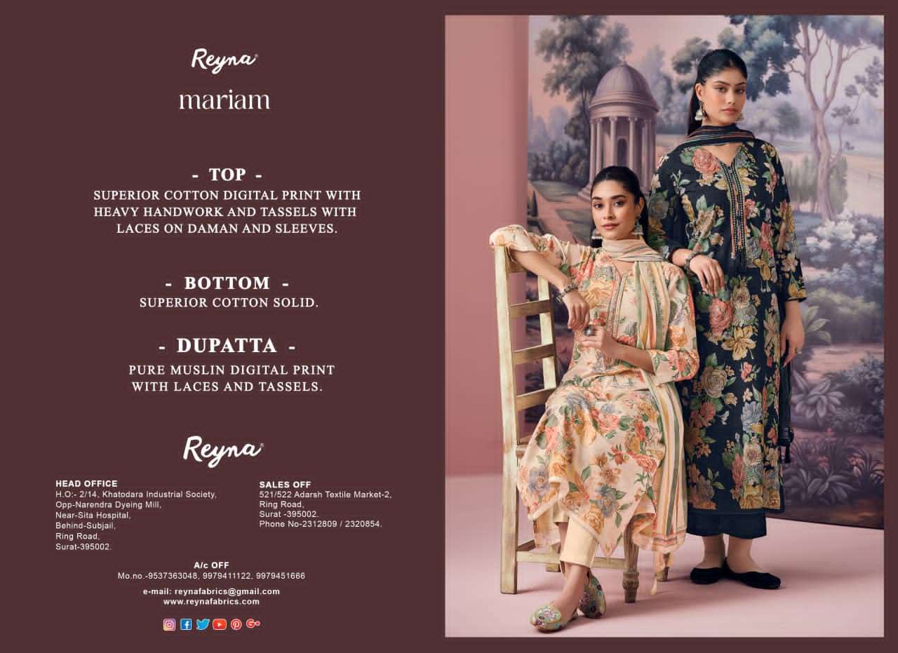Reyna Mariam Cotton Dress Material Wholesale