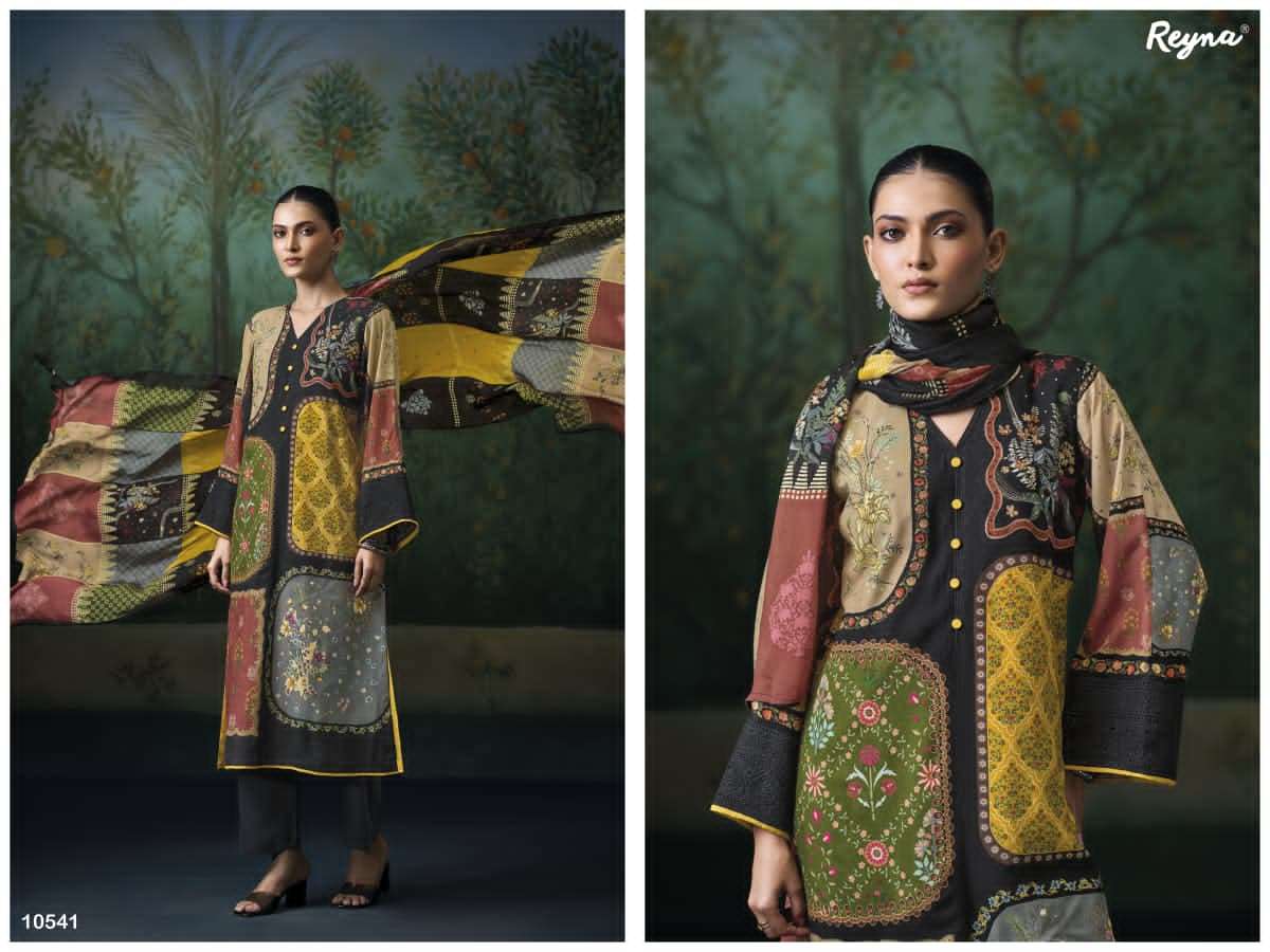 Reyna Fabrics Sunehri Digital Printed Designer Dress Material