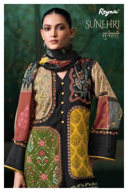 Reyna Fabrics Sunehri Digital Printed Designer Dress Material