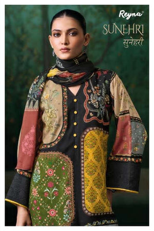 Reyna Fabrics Sunehri Digital Printed Designer Dress Material