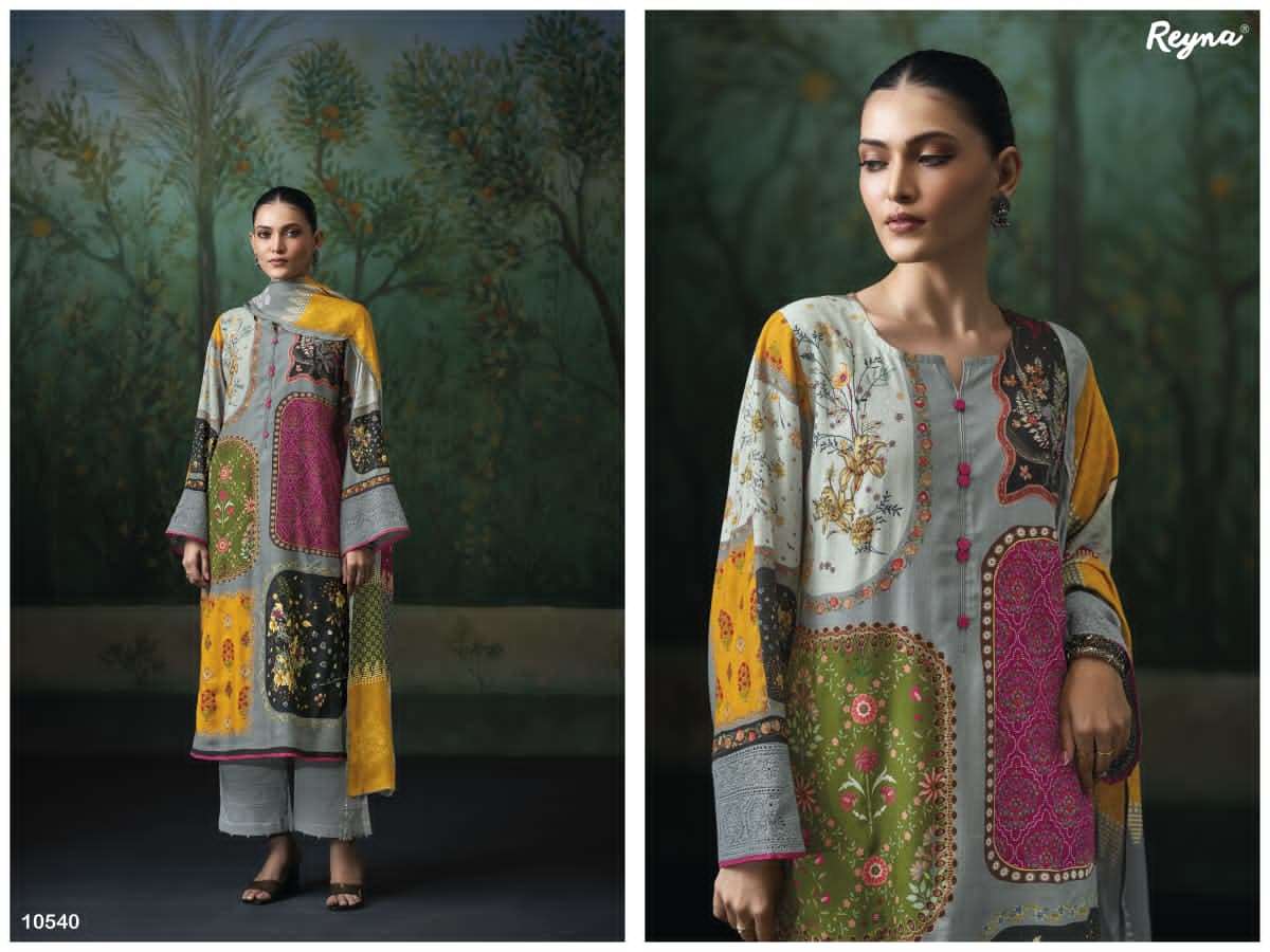 Reyna Fabrics Sunehri Digital Printed Designer Dress Material