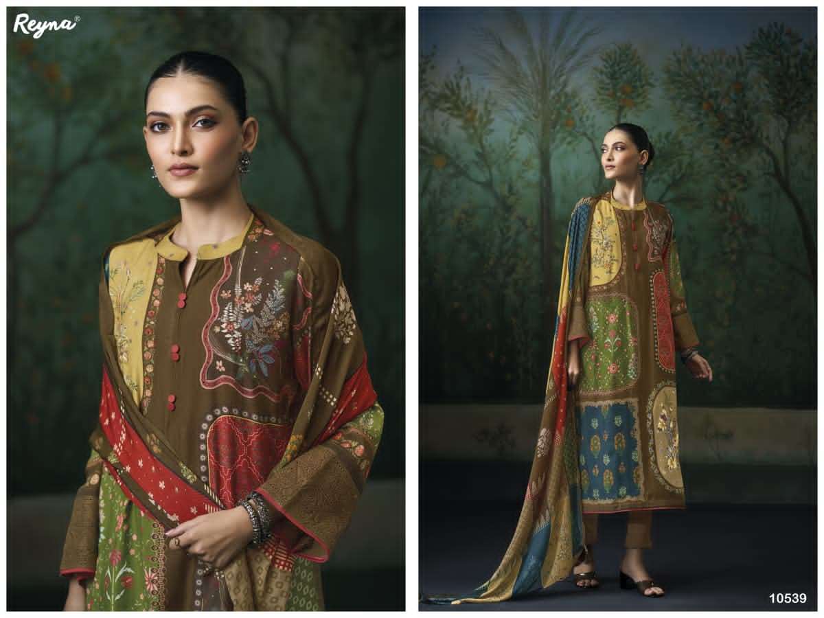 Reyna Fabrics Sunehri Digital Printed Designer Dress Material