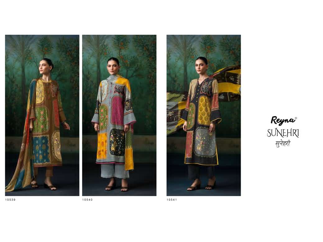 Reyna Fabrics Sunehri Digital Printed Designer Dress Material