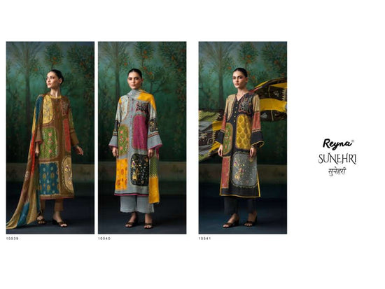 Reyna Fabrics Sunehri Digital Printed Designer Dress Material