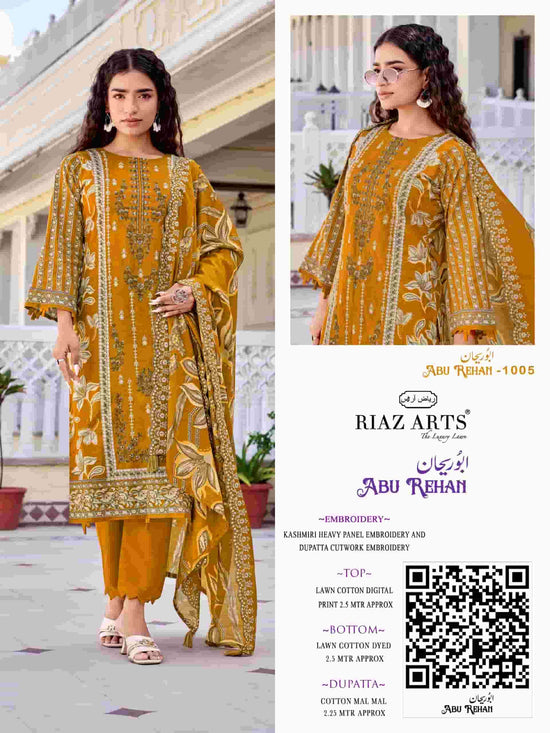 Riaz Arts Abu Rehan Exclusive Lawn Cotton Embroidery Suit