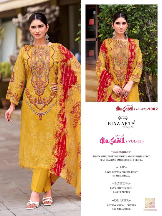 Riaz Arts Abu Saeed Vol 2 Cotton Pakistani Suit - Amrah Wholesale