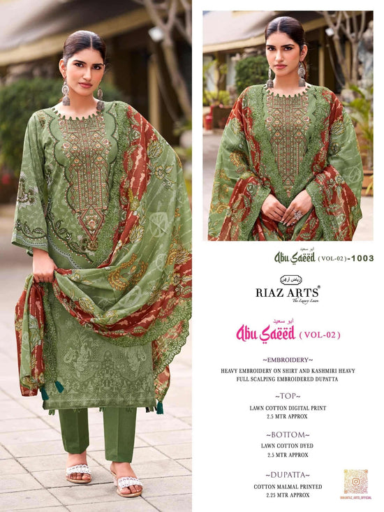 Riaz Arts Abu Saeed Vol 2 Cotton Pakistani Suit - Amrah Wholesale