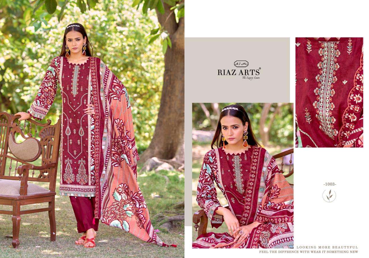 RIAZ ARTS BIN SAEED VOL-17 Cambric Cotton Embroidered Dress Material