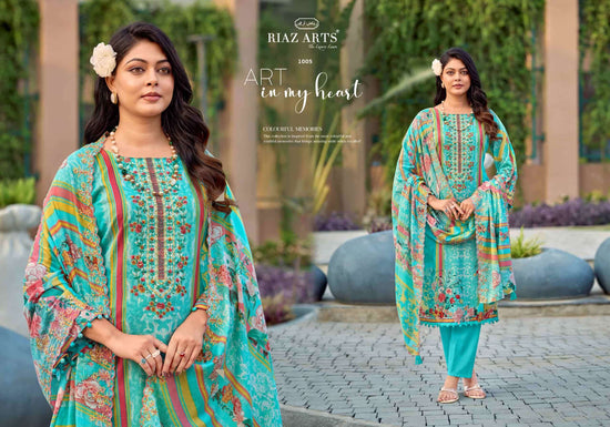 Riaz Arts Humdum Lawn Cotton Borror Embroidery Pakistani Suit