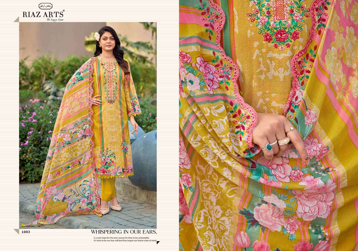 Riaz Arts Humdum Lawn Cotton Borror Embroidery Pakistani Suit