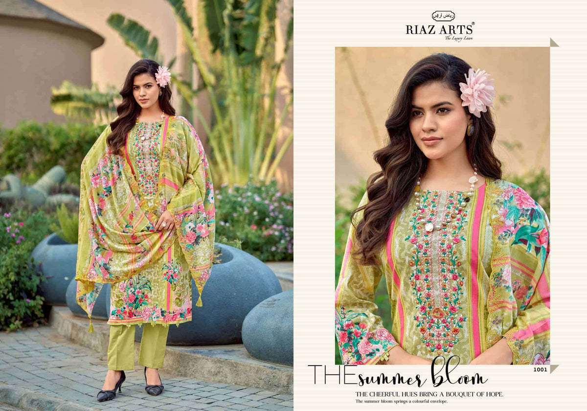 Riaz Arts Humdum Lawn Cotton Borror Embroidery Pakistani Suit
