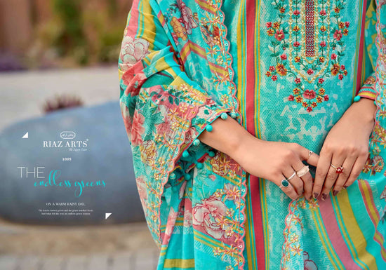 Riaz Arts Humdum Lawn Cotton Borror Embroidery Pakistani Suit