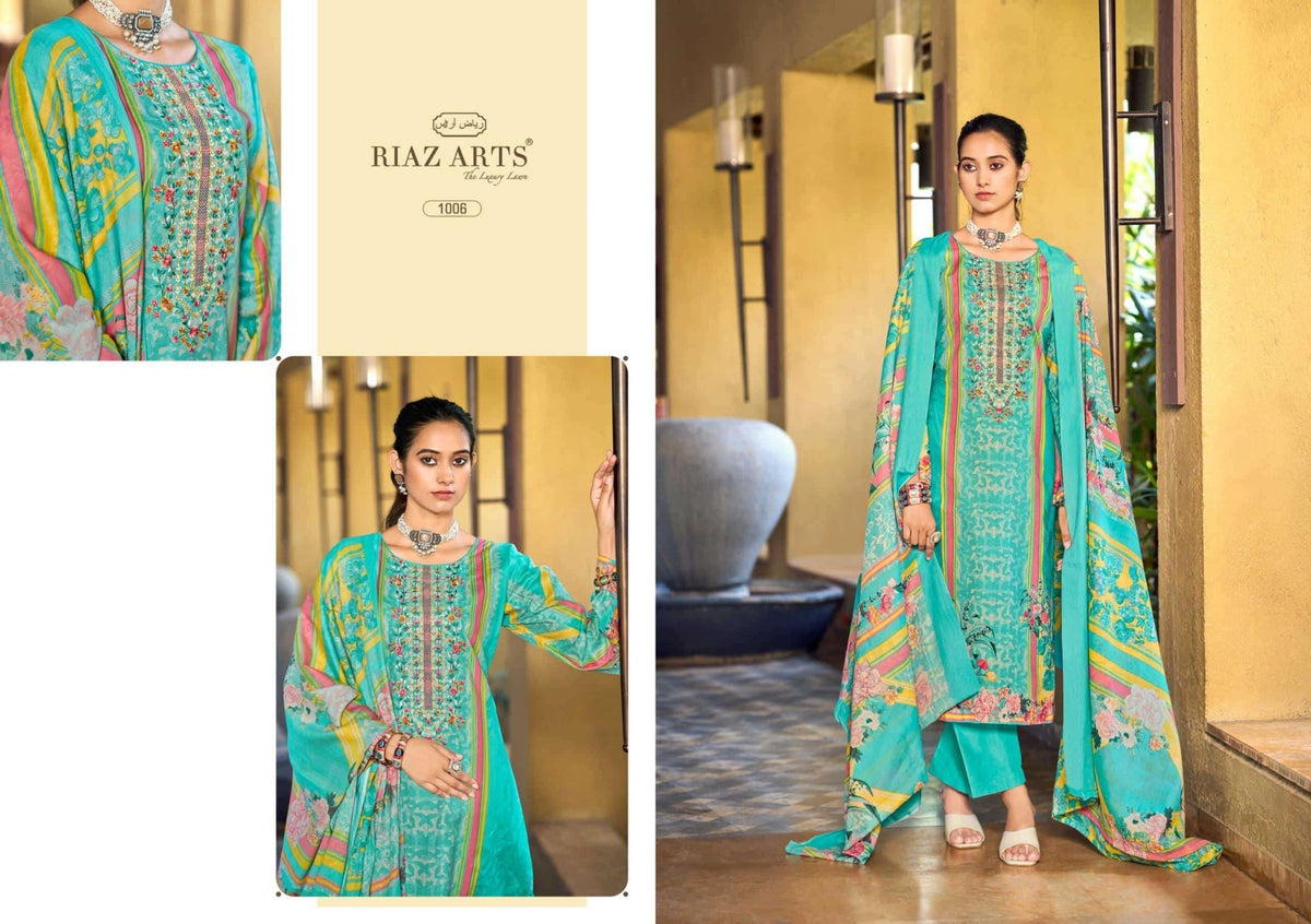 Riaz Arts Musafir Vol 33 Cotton Cambric Lawn Dress Material - Amrah Wholesale