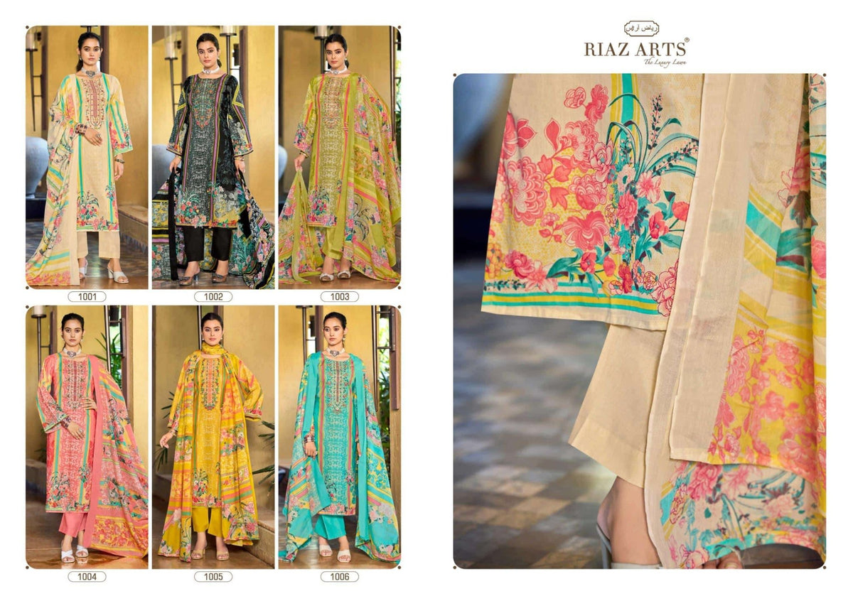 Riaz Arts Musafir Vol 33 Cotton Cambric Lawn Dress Material - Amrah Wholesale