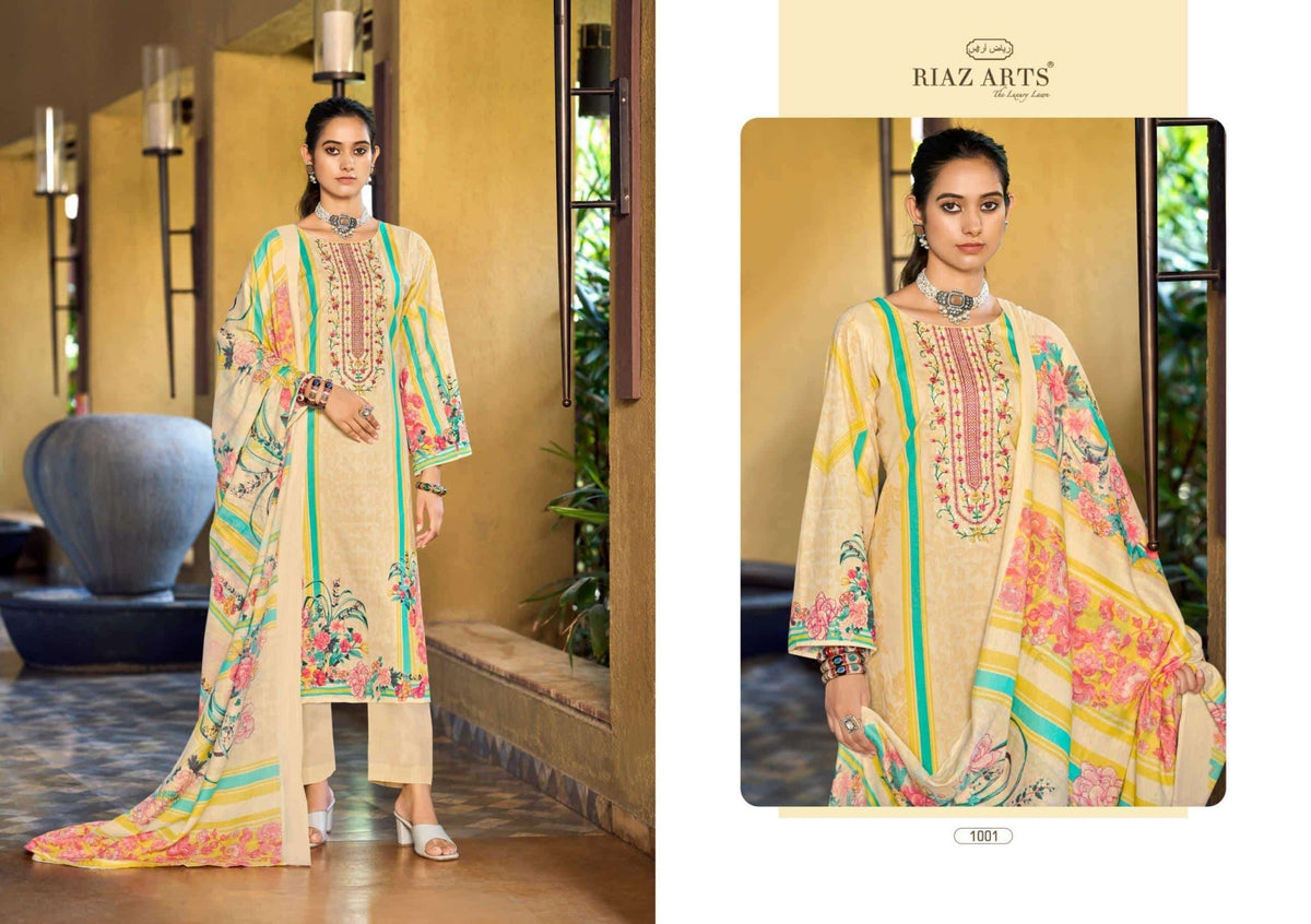 Riaz Arts Musafir Vol 33 Cotton Cambric Lawn Dress Material - Amrah Wholesale
